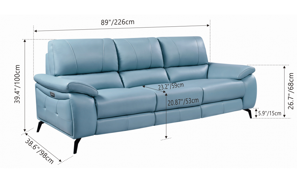Bridget 2934 Sofa Blue by ESF