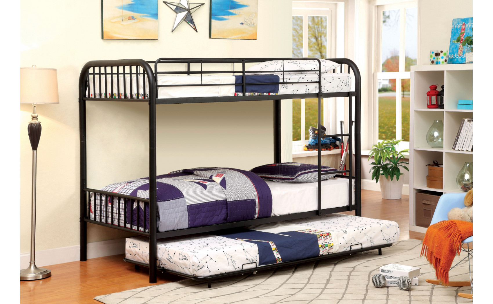 Lompok Contemporary Metal Bunk Bed in Black