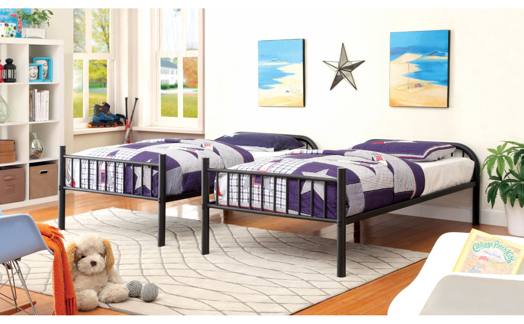 Lompok Contemporary Metal Bunk Bed in Black