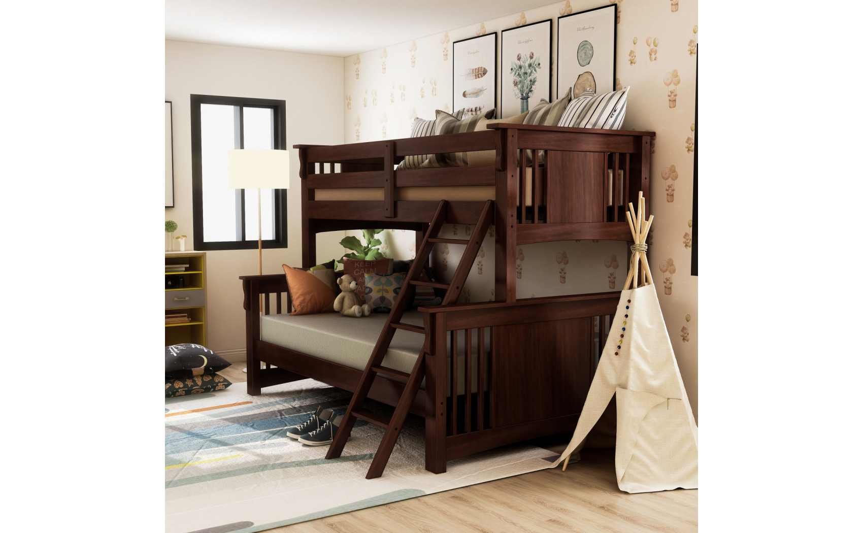 Beyer Twin over Full Bunk Bed Walnut