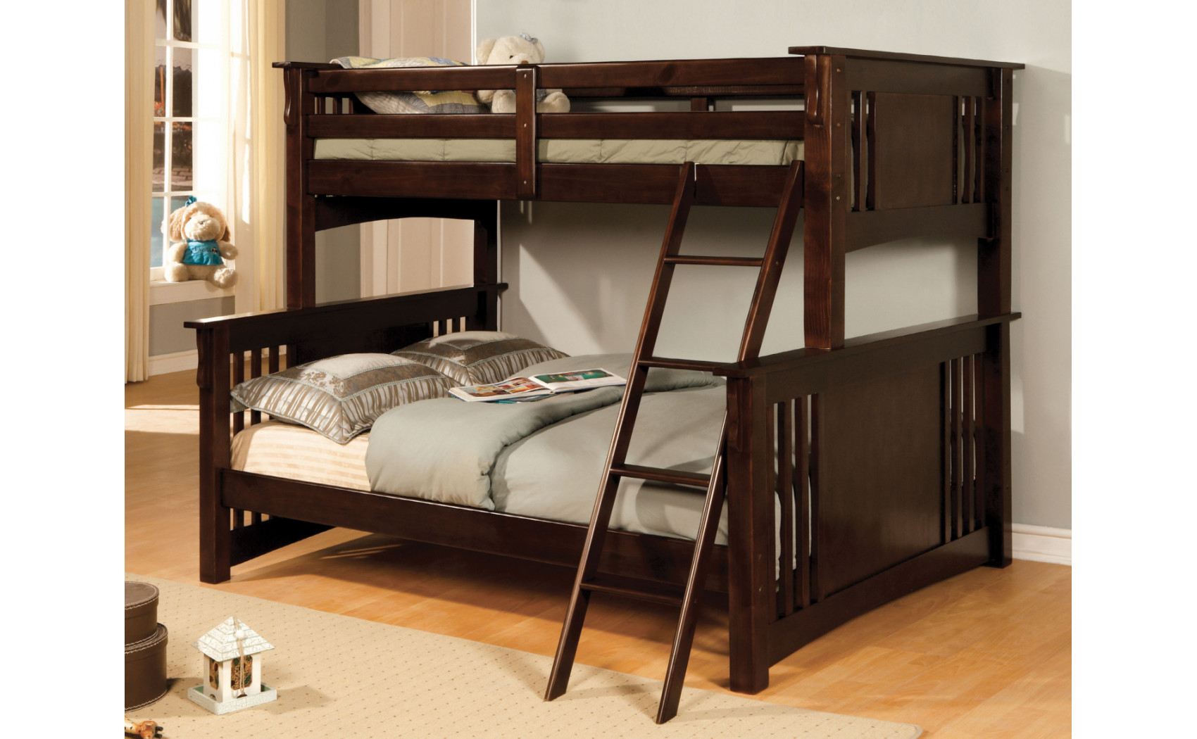Beyer Twin over Full Bunk Bed Walnut