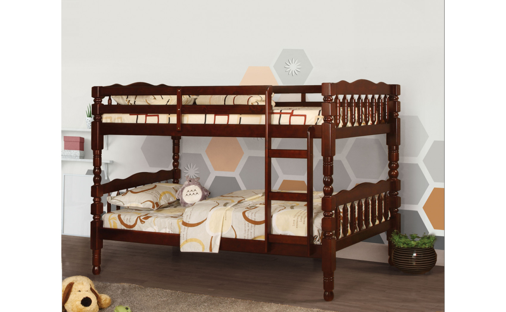 Hilmin Cottage Solid Wood Bunk Bed Cherry