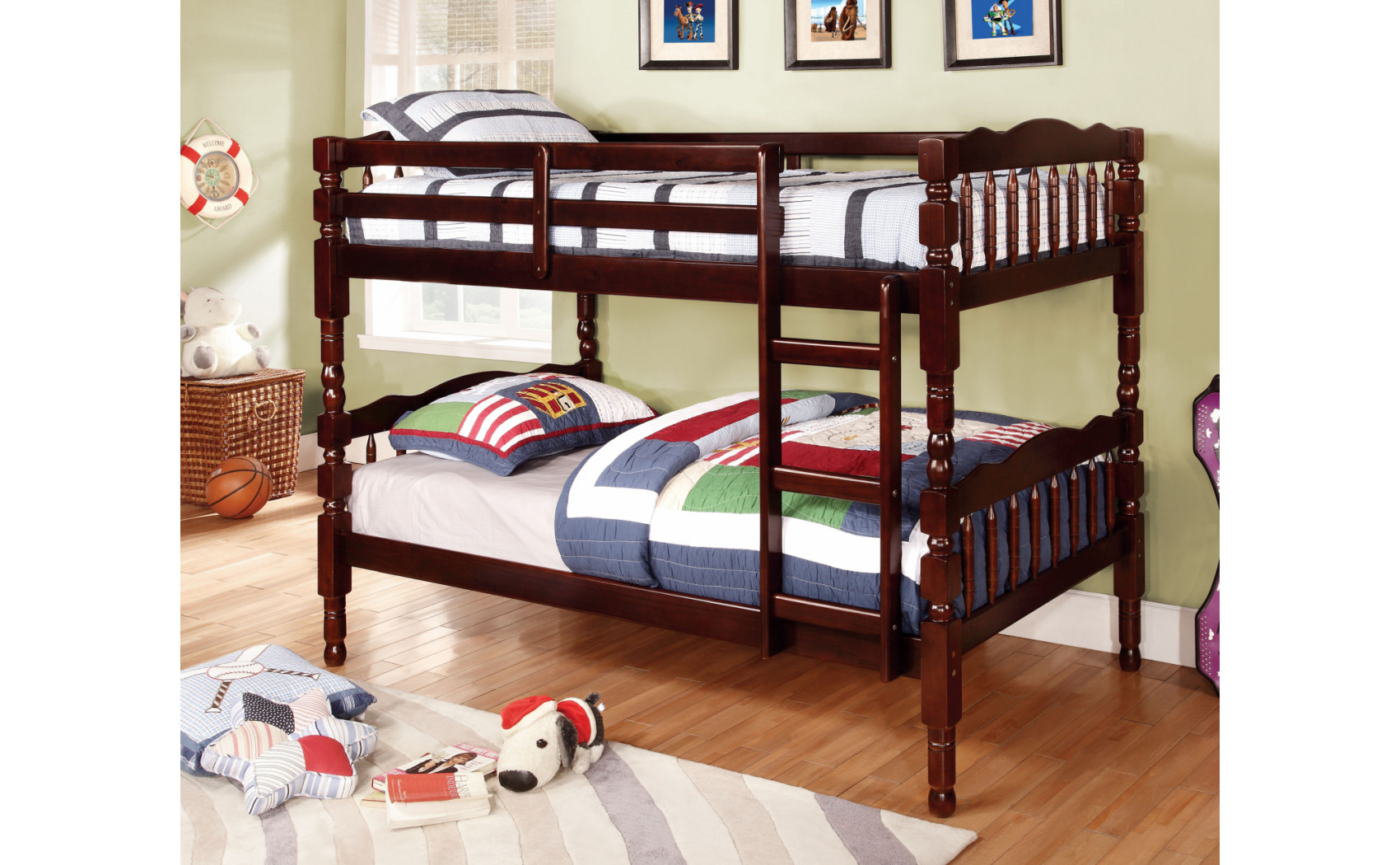 Hilmin Cottage Solid Wood Bunk Bed Walnut