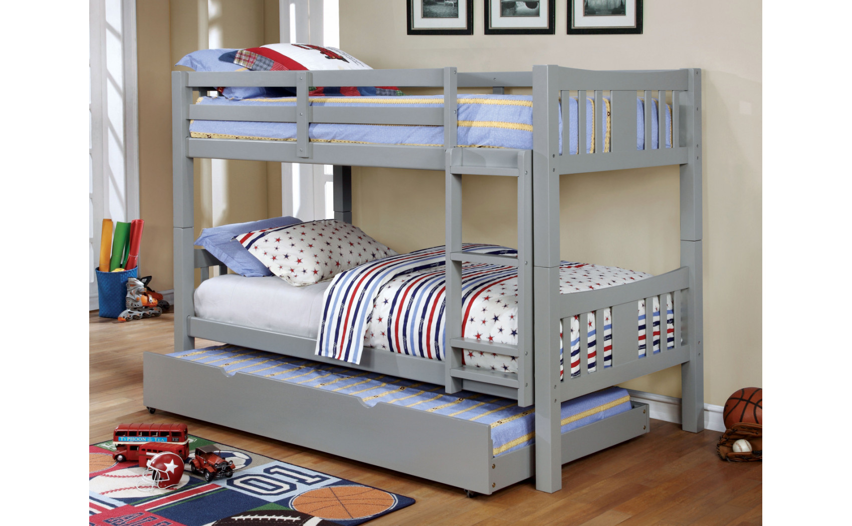 Khanjari Solid Wood Full over Full Bunk Bed Gray
