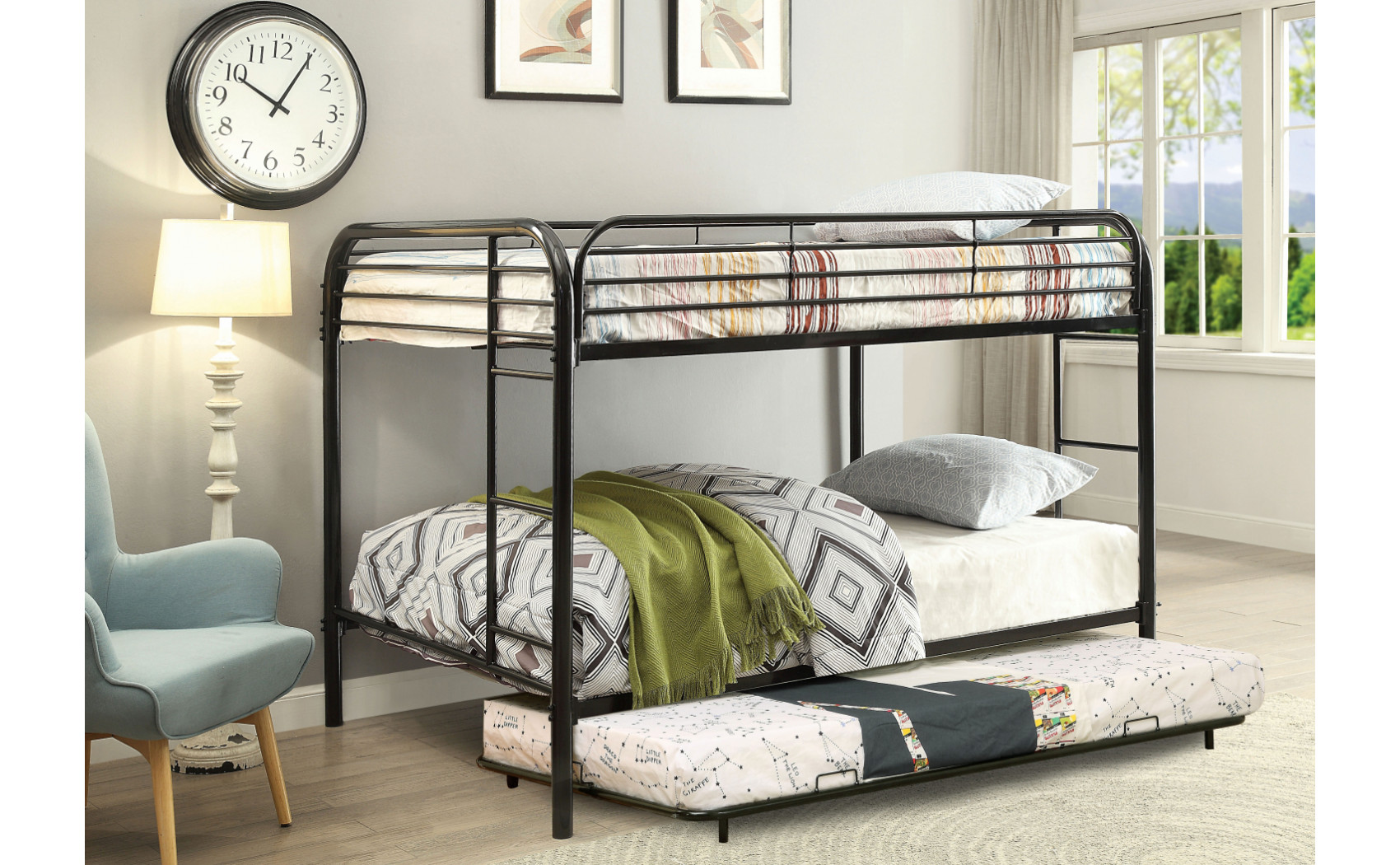 Teledona Full over Full Bunk Bed Black