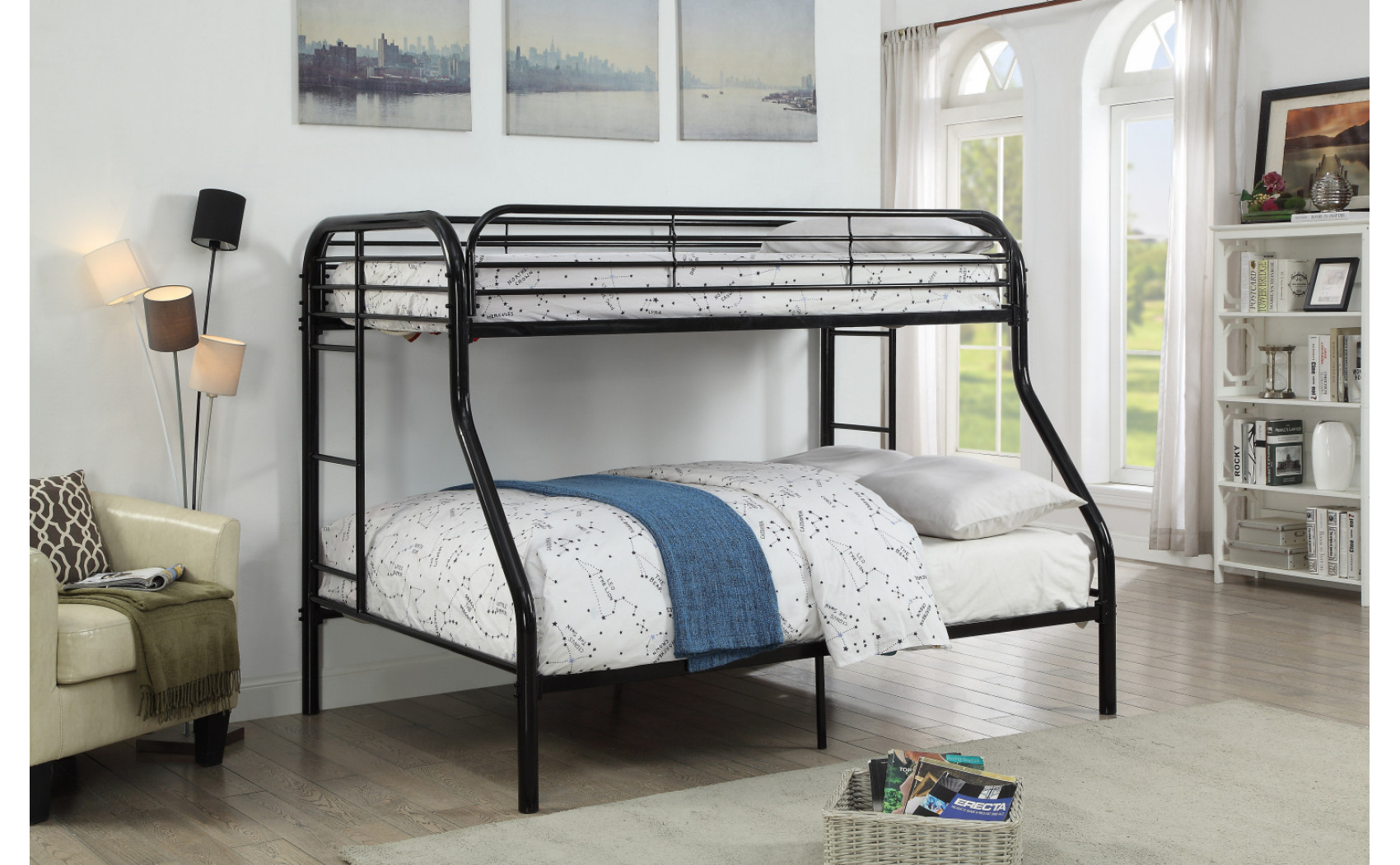 Teledona Twin over Full Bunk Bed Black