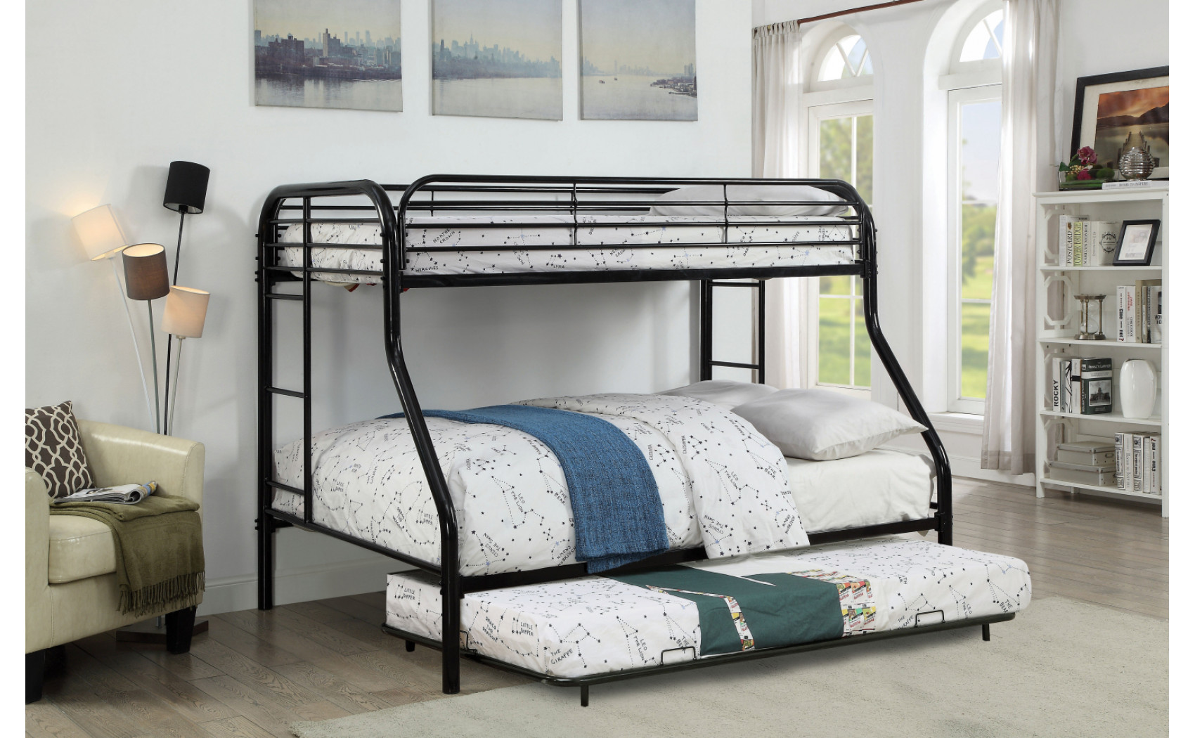 Teledona Twin over Full Bunk Bed Black