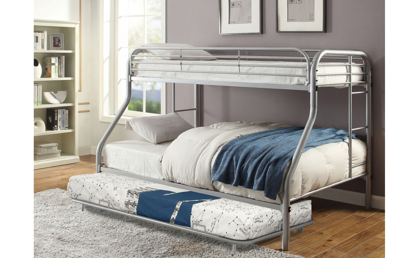 Teledona Metal Twin over Full Bunk Bed Silver