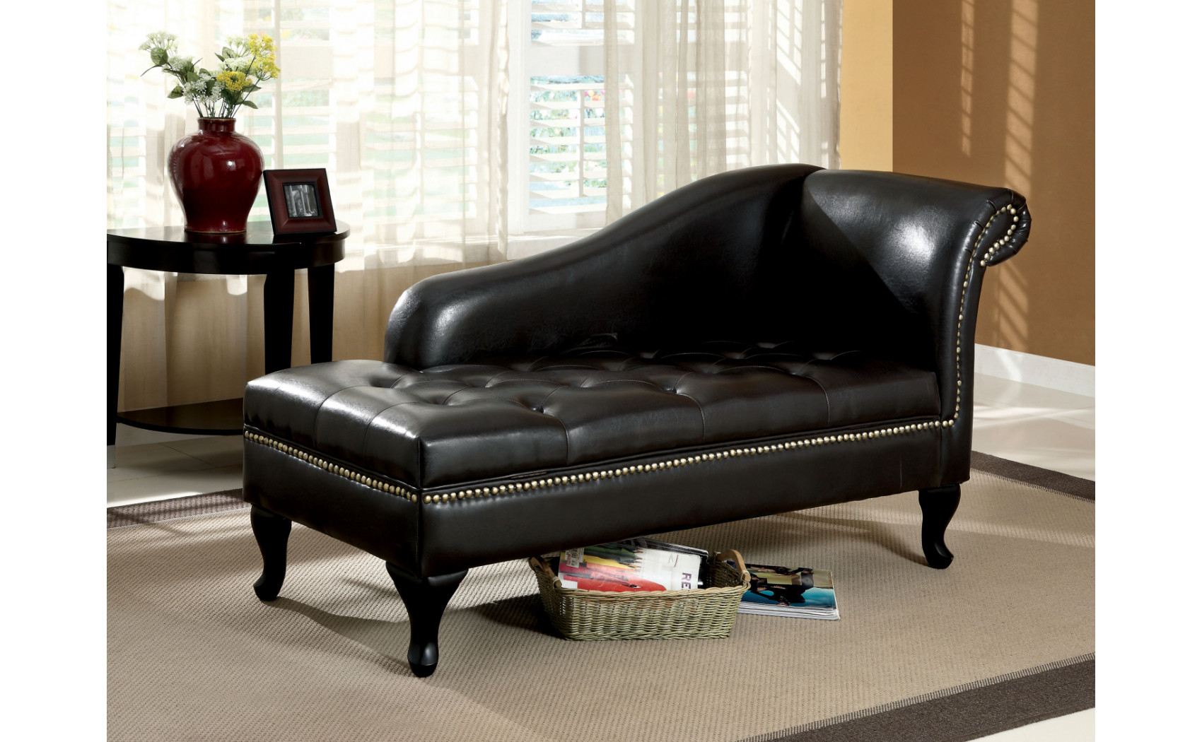 Cami Storage Bench Chaise Black