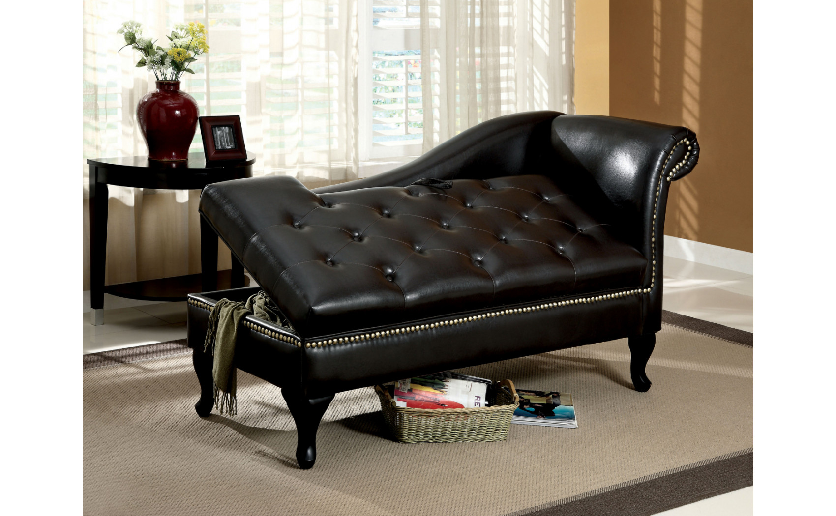 Cami Storage Bench Chaise Black