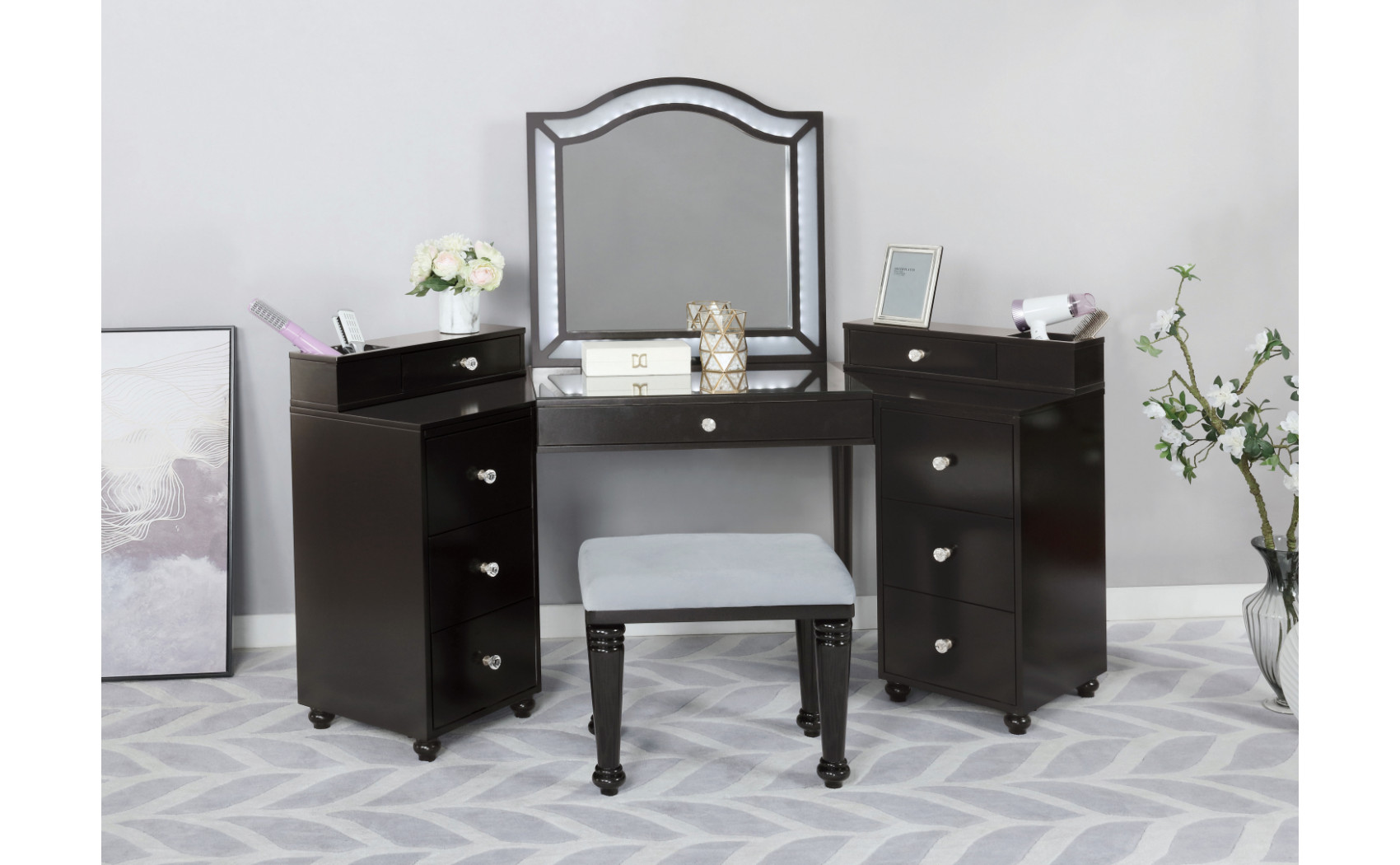 Urman 3-Piece Vanity Set in Obsidian Gray