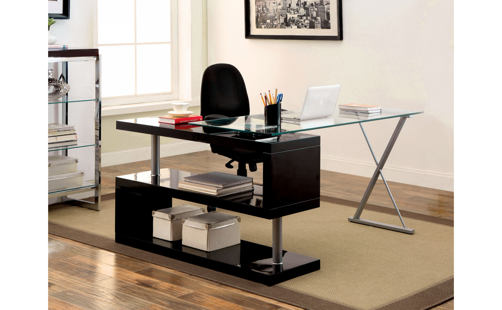 Vallow Contemporary 2-Shelf Desk