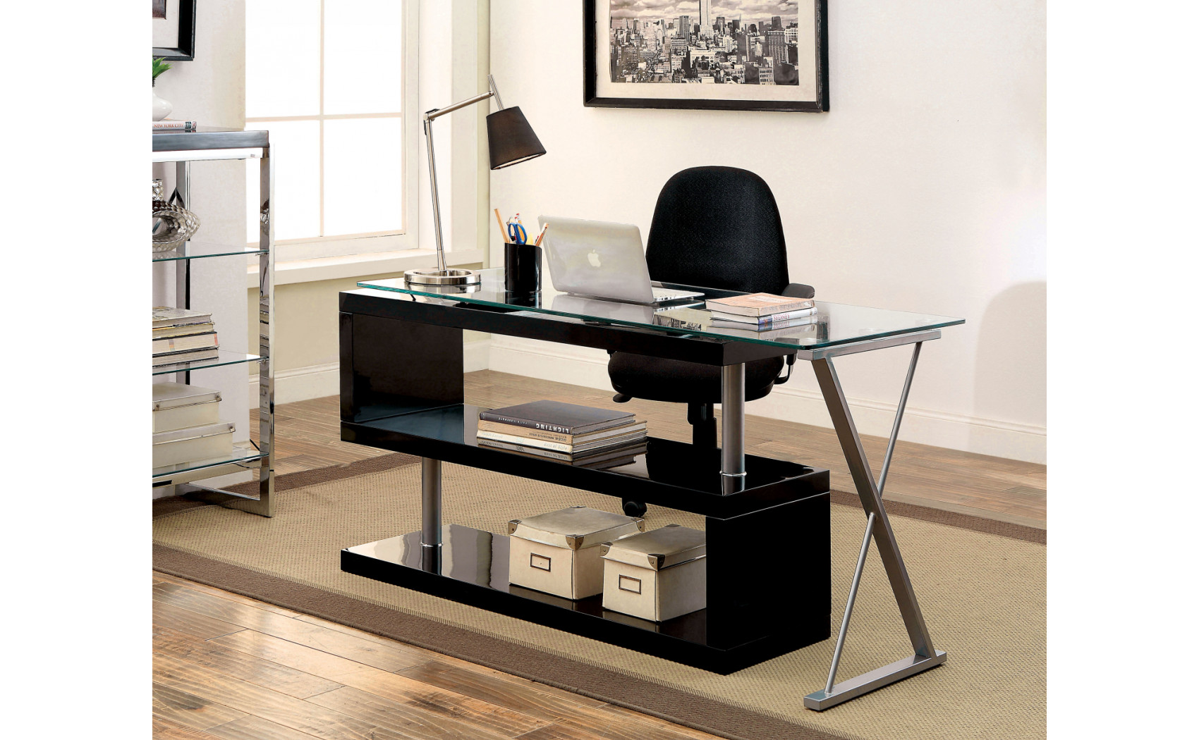 Vallow Contemporary 2-Shelf Desk