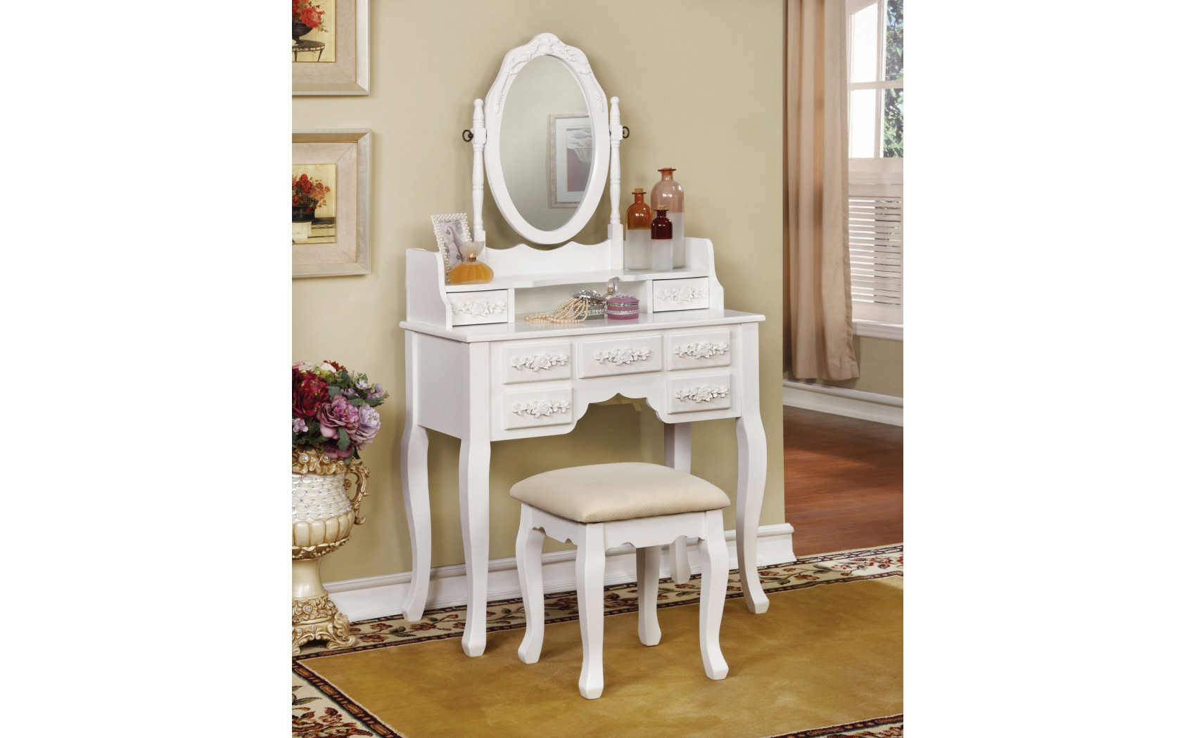 Cambriah Vanity Set in White
