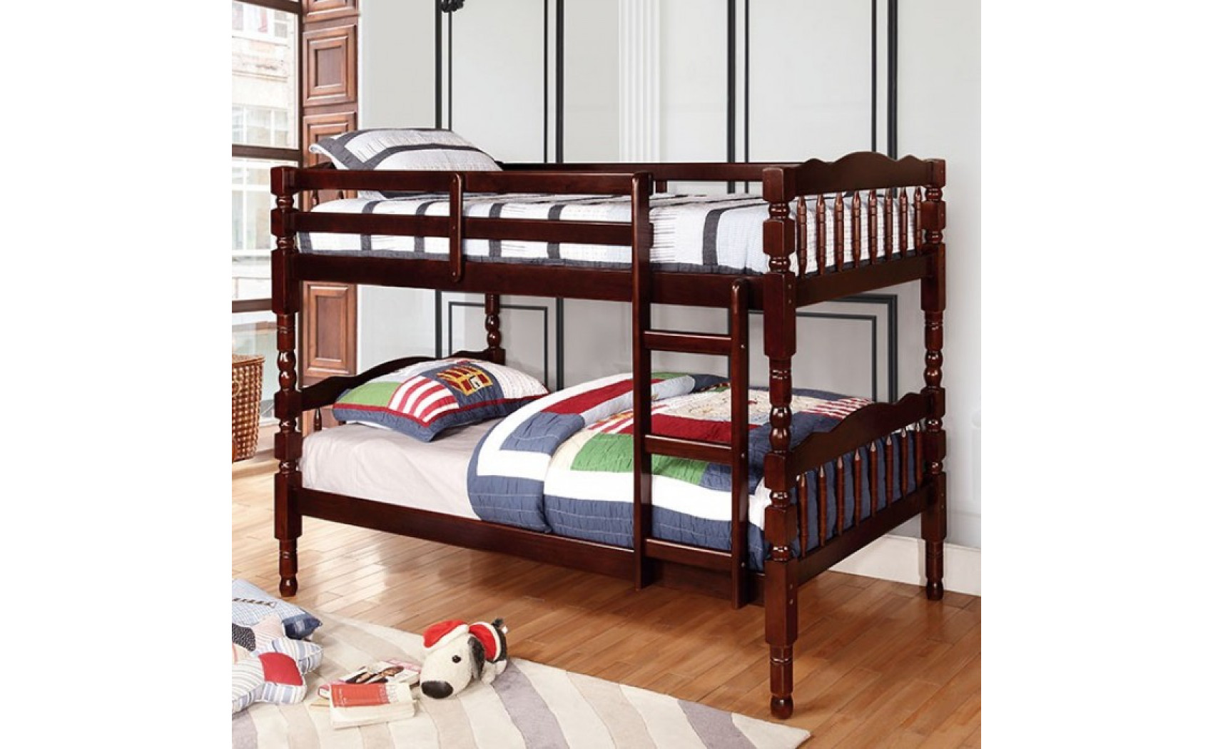 Hilmin Cottage Solid Wood Bunk Bed Walnut
