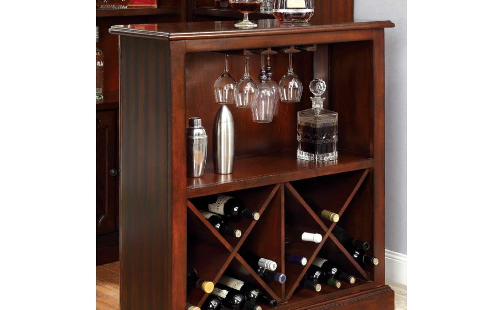 Nema Multi-Storage Bar Table in Dark Cherry