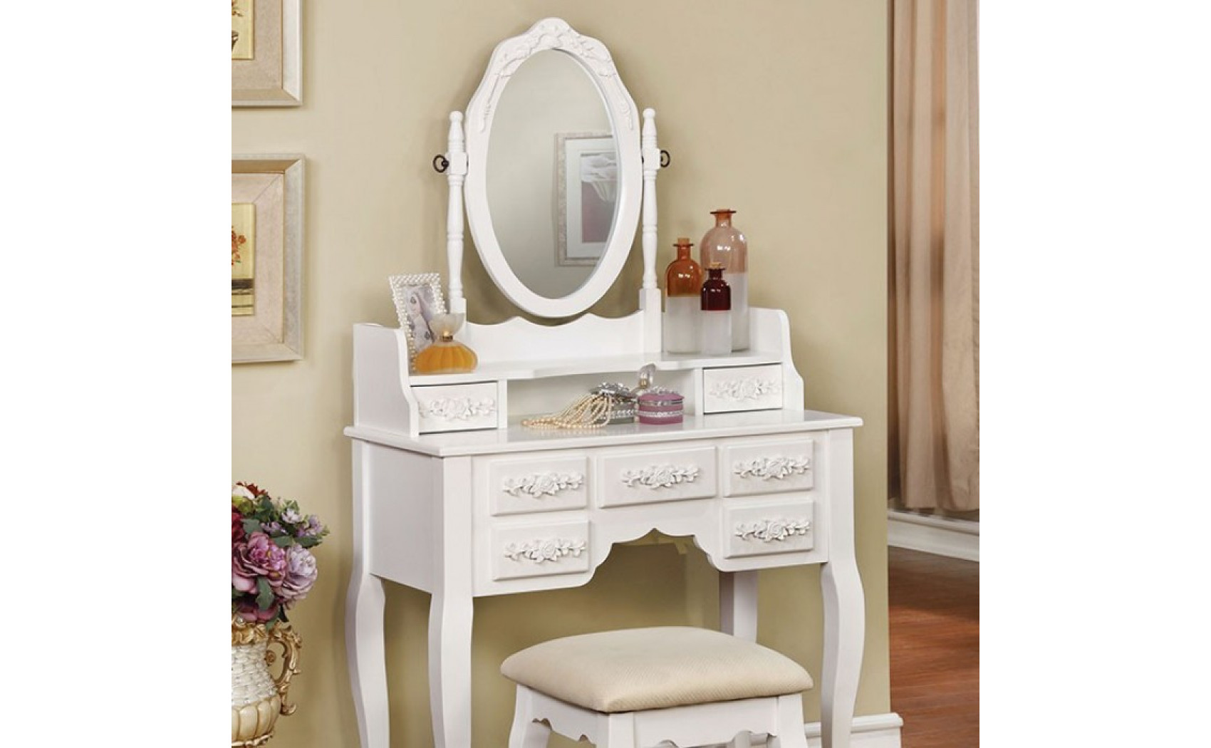 Cambriah Vanity Set in White