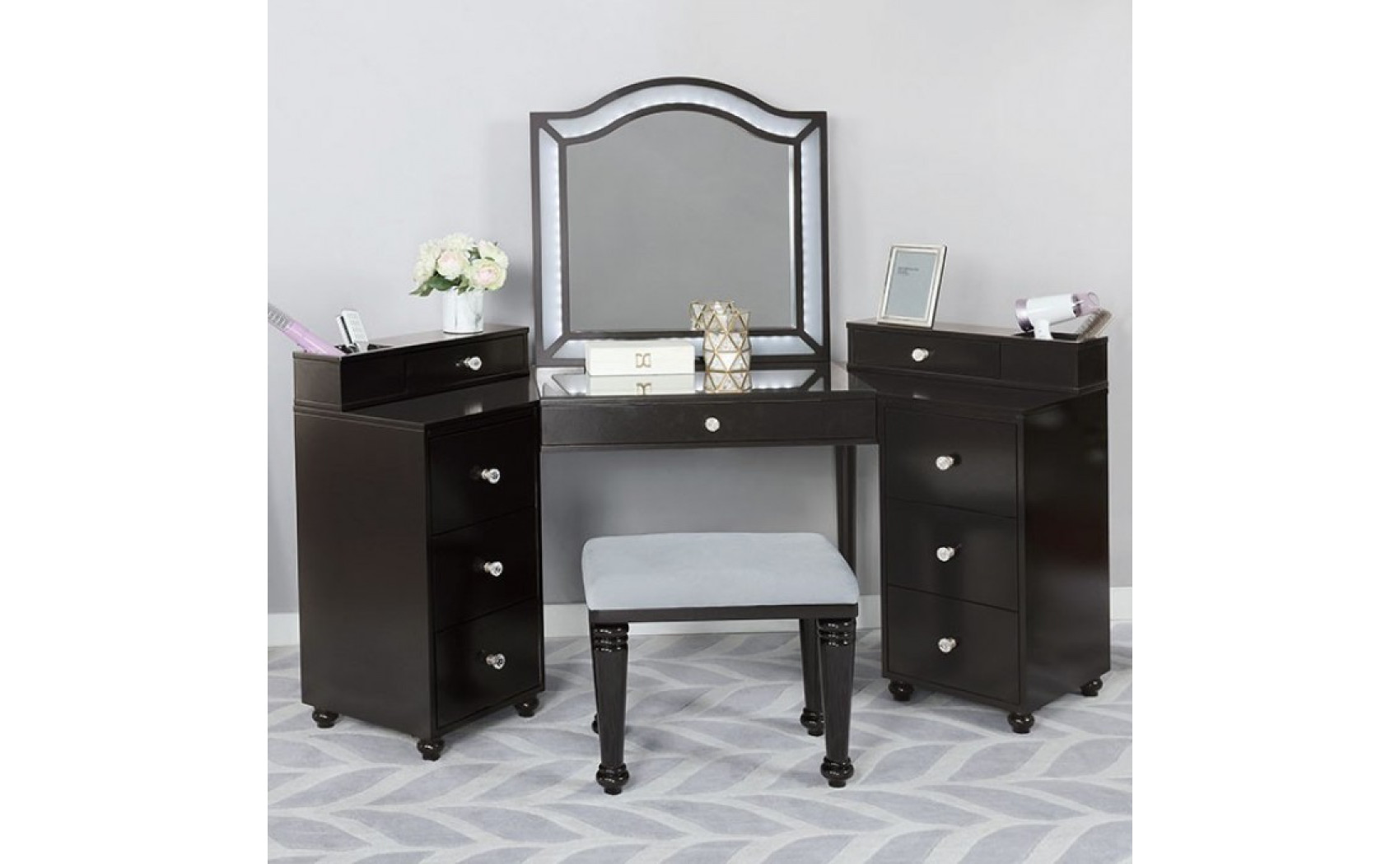 Urman 3-Piece Vanity Set in Obsidian Gray