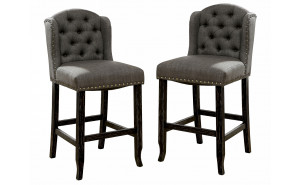 Lubbers Rustic Button Tufted Bar Chairs in Gray and Antique Black (Set of 2) Lubbers Rustic Button Tufted Bar Chairs in Gray and Antique Black (Set of 2)