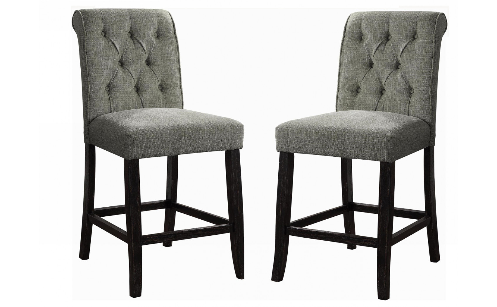Marynda Button Tufted Counter Height Chairs in Gray