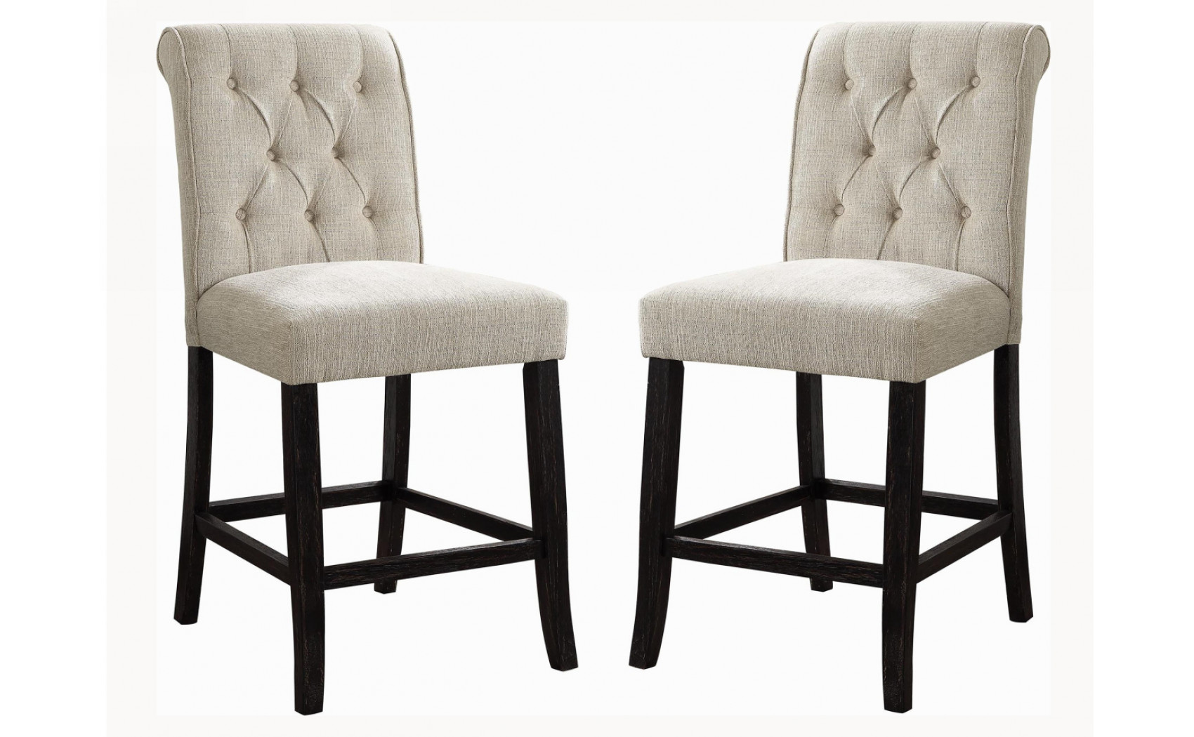 Marynda Button Tufted Counter Chairs Ivory (Set of 2)