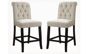 Marynda Button Tufted Counter Chairs Ivory (Set of 2) Marynda Button Tufted Counter Chairs Ivory (Set of 2)