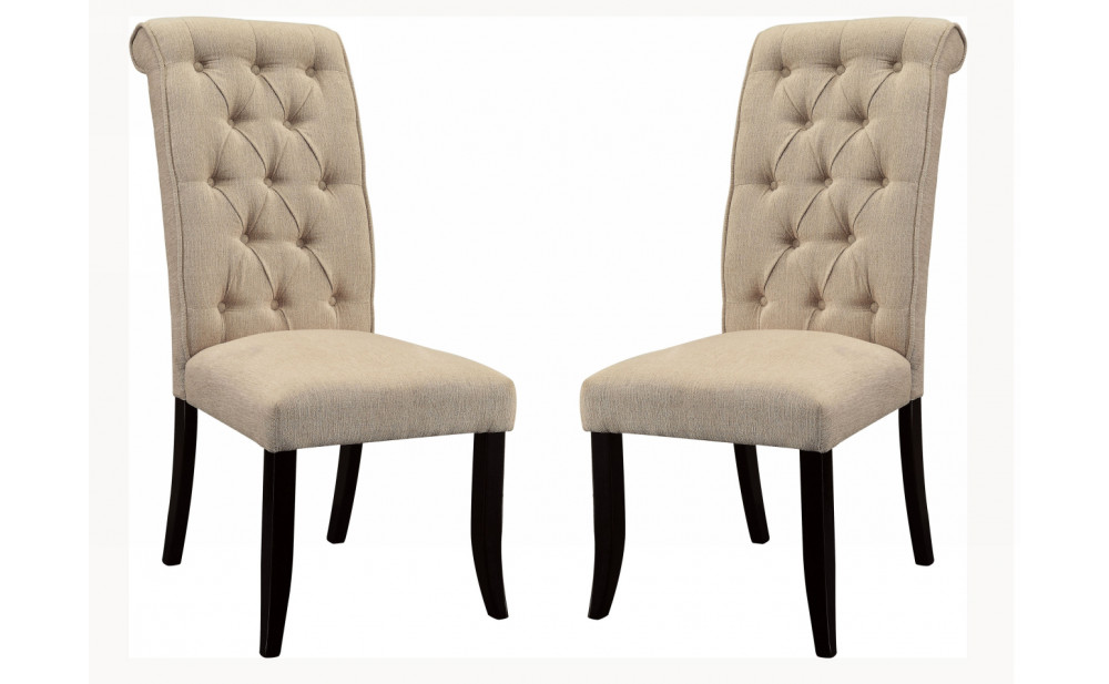 Marynda Button Tufted Side Chairs in Ivory (Set of 2)