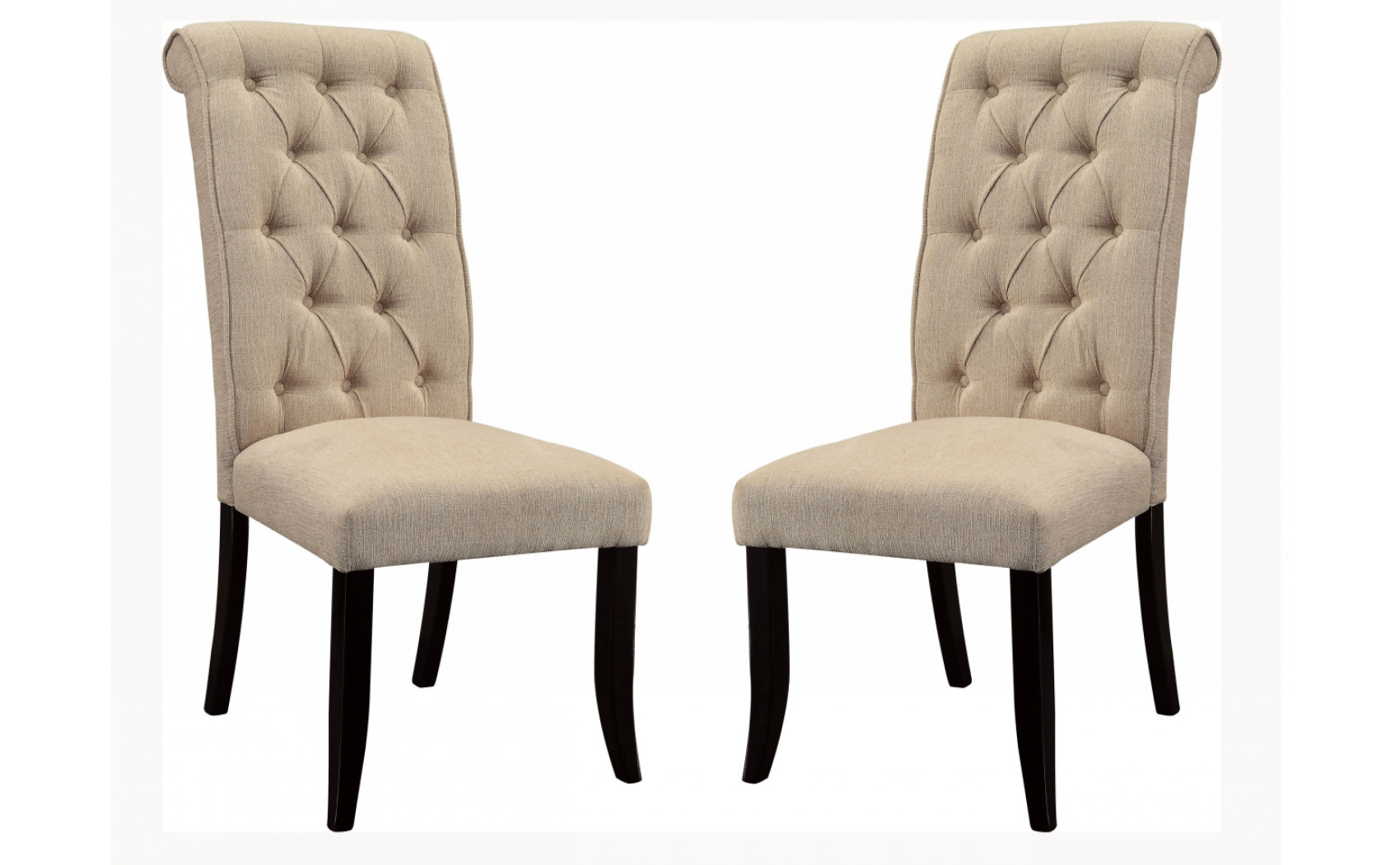 Marynda Button Tufted Side Chairs in Ivory (Set of 2)