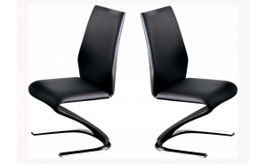 Amia Leather Side Chairs in Black and Chrome (Set of 2) Amia Leather Side Chairs in Black and Chrome (Set of 2)