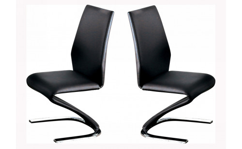 Amia Leather Side Chairs in Black and Chrome (Set of 2)