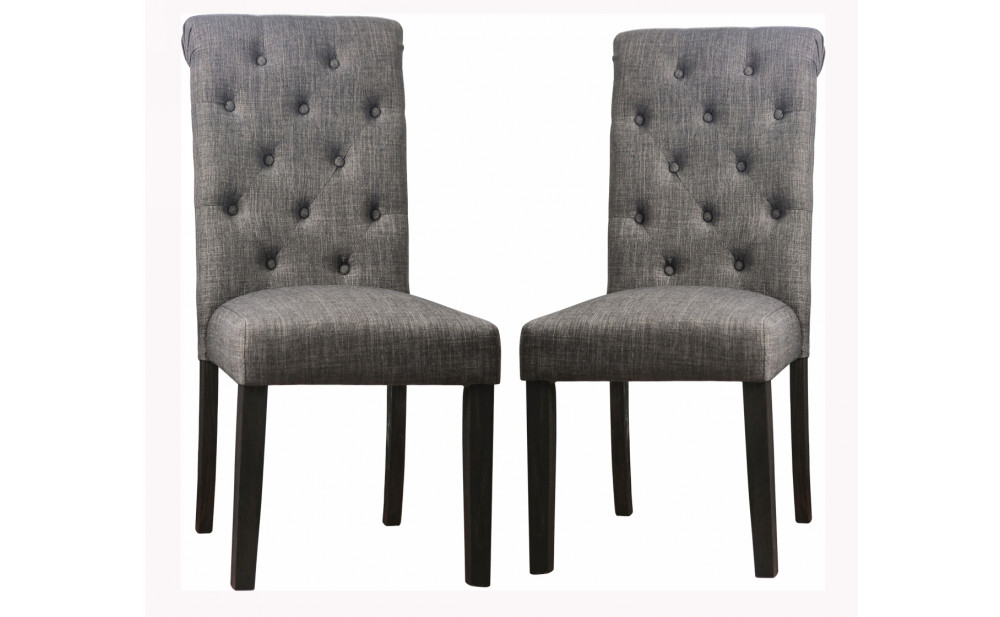 Lorton Rustic Button Tufted Side Chairs in Gray (Set of 2)