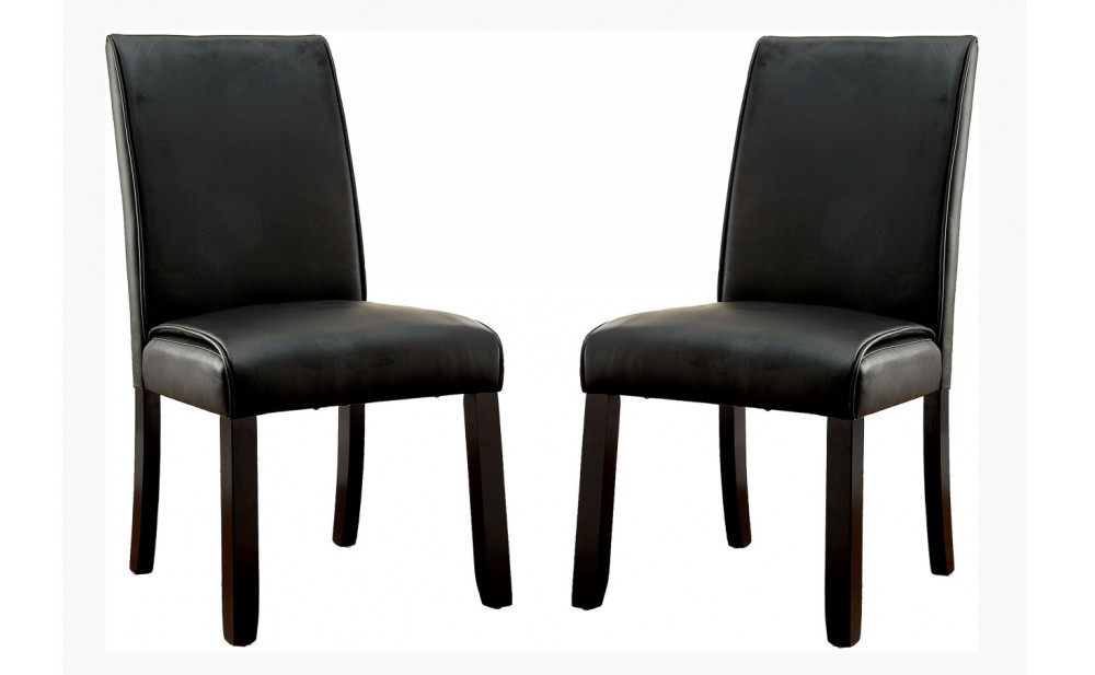 Rumie Leather Side Chairs Walnut and Black (Set of 2)