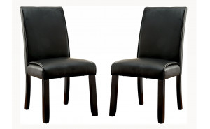 Rumie Leather Side Chairs Walnut and Black (Set of 2) Rumie Leather Side Chairs Walnut and Black (Set of 2)