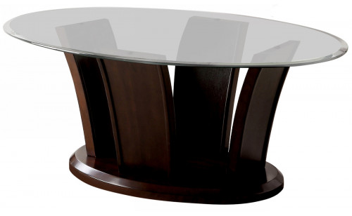Jillyn Glass Top Coffee Table in Dark Cherry