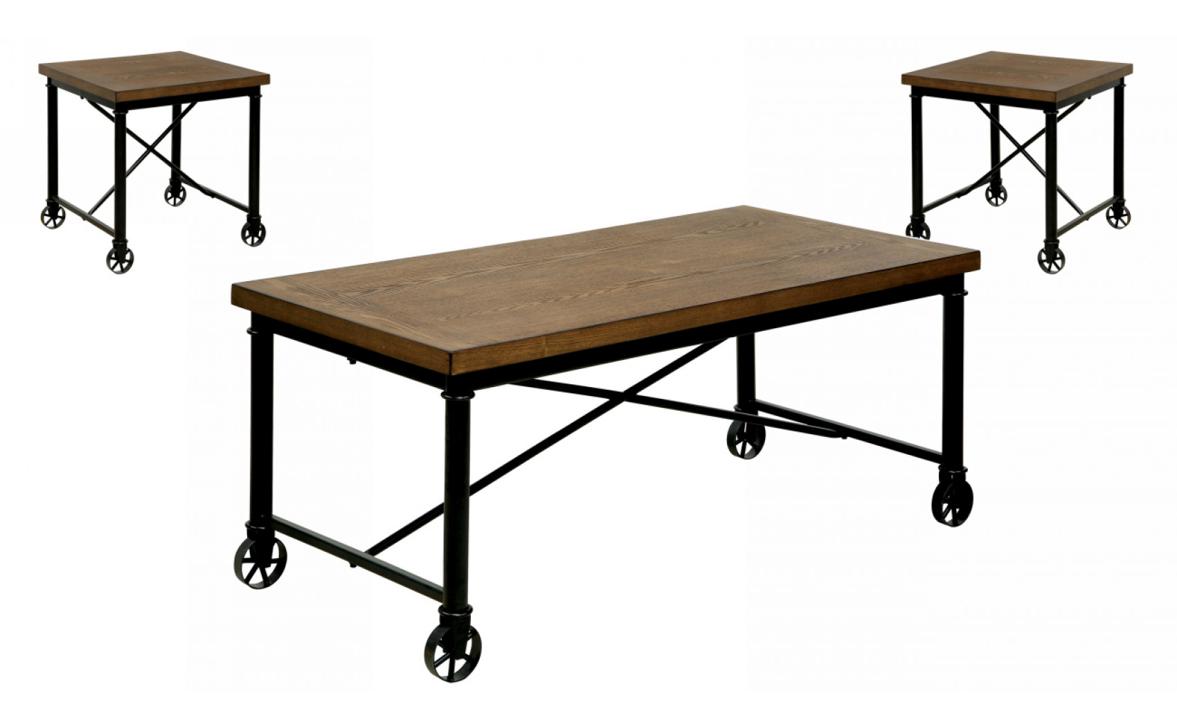 Miranda Industrial 3-Piece Table Set with Casters