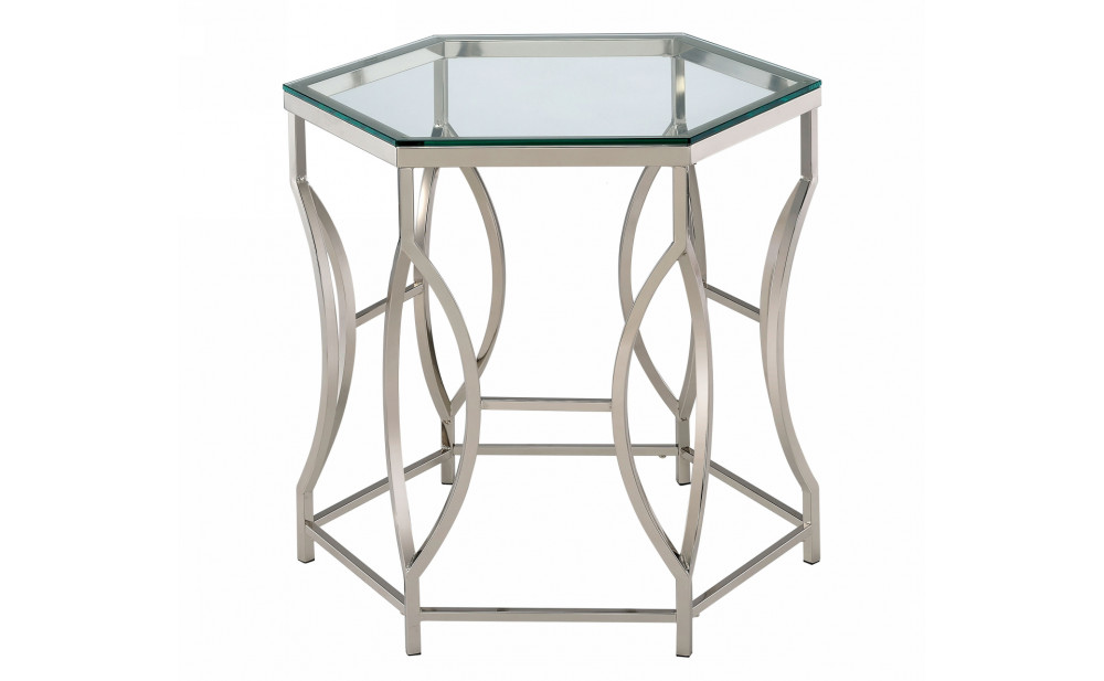 Firnley Glass Top Hexagon End Table