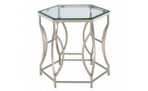 Firnley Glass Top Hexagon End Table Firnley Glass Top Hexagon End Table