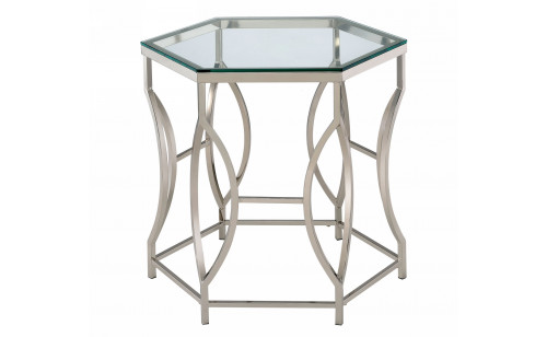 Firnley Glass Top Hexagon End Table