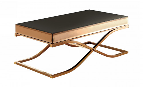 Lorrisa Glass Top Coffee Table in Brass