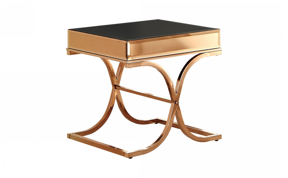 Lorrisa Glass Top End Table in Brass