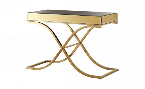 Lorrisa Glass Top Sofa Table in Brass Lorrisa Glass Top Sofa Table in Brass