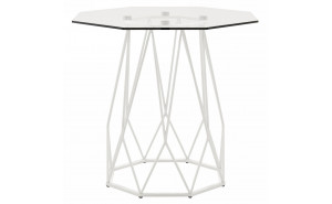 Growder Glass Top End Table in White Growder Glass Top End Table in White