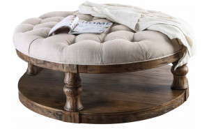 Cintra Tufted Cushion Top Coffee Table in Antique Oak