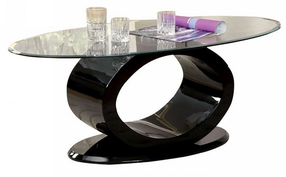 Lyndie Glass Top Coffee Table in Black
