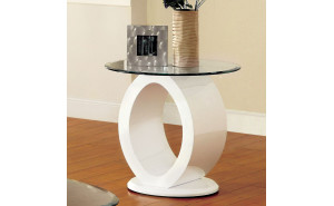 Lyndie Glass Top End Table in White Lyndie Glass Top End Table in White