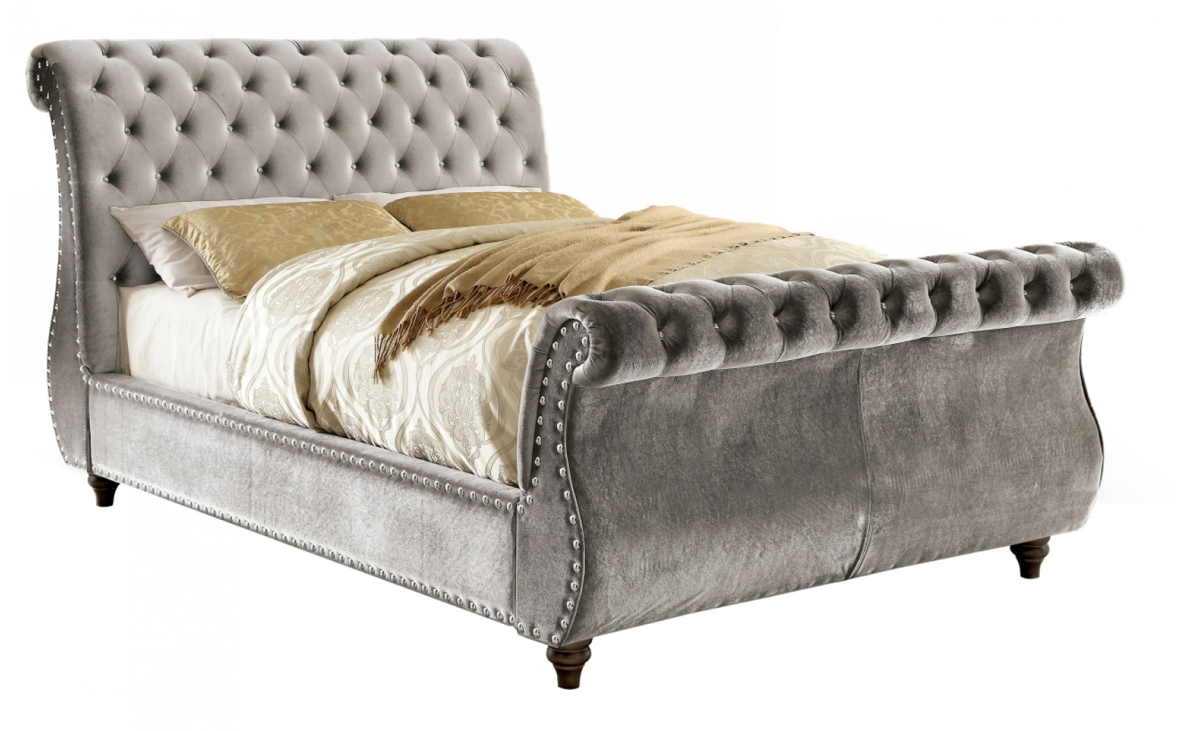 Shirley Fabric Platform Bed Gray