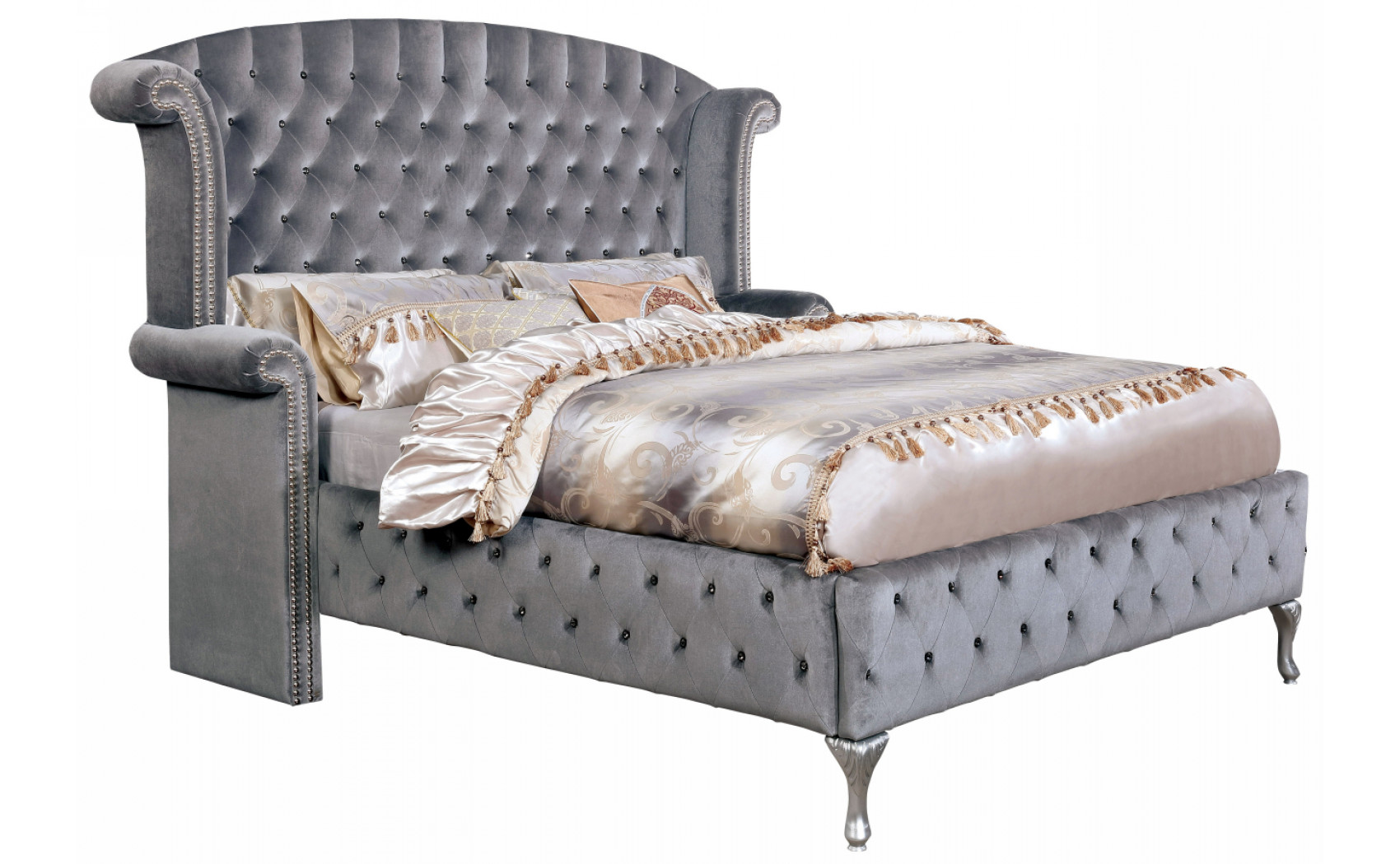 Clerita Wingback Tufted in Gray