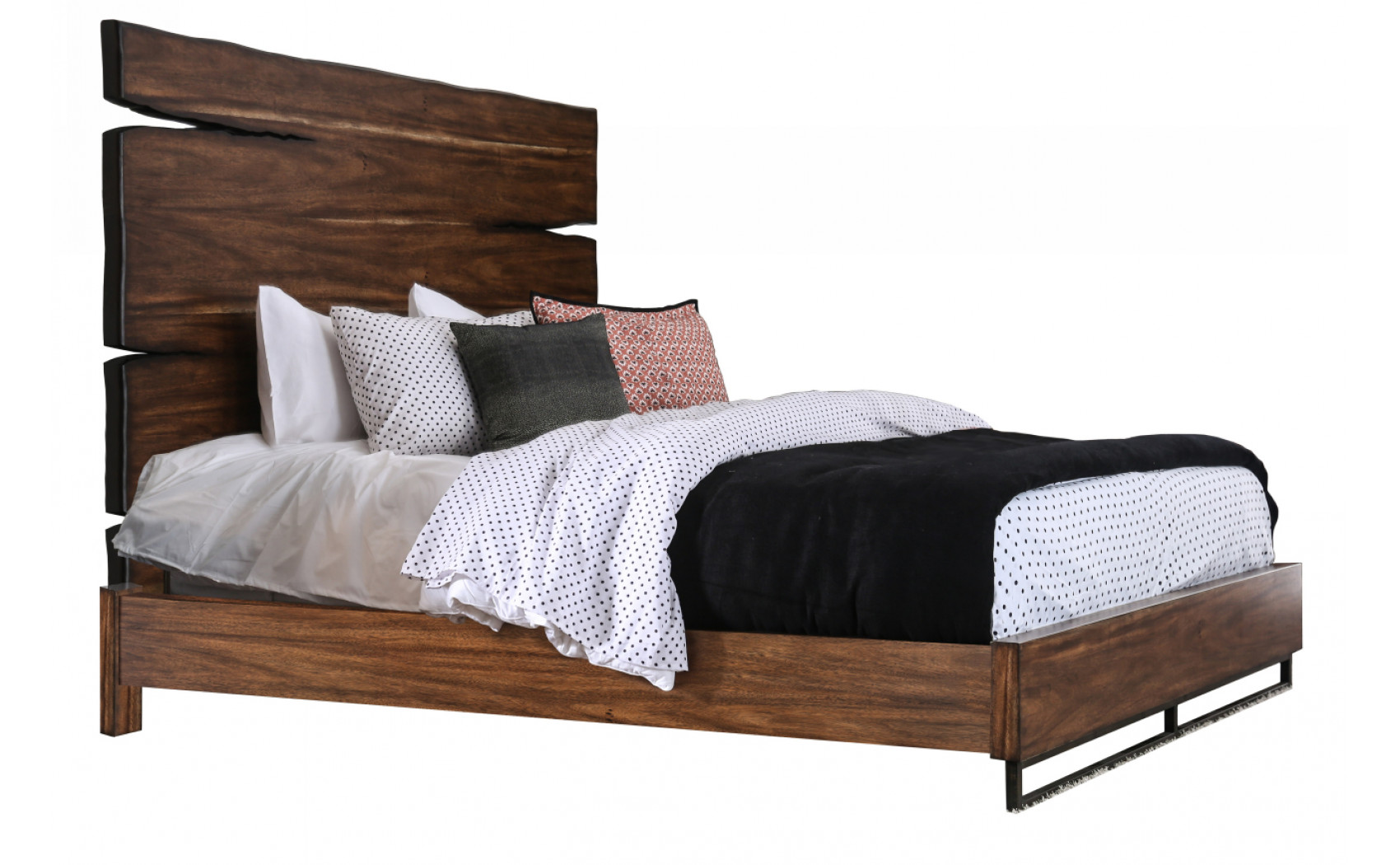 Ryel Rustic Split Headboard Panel Bed