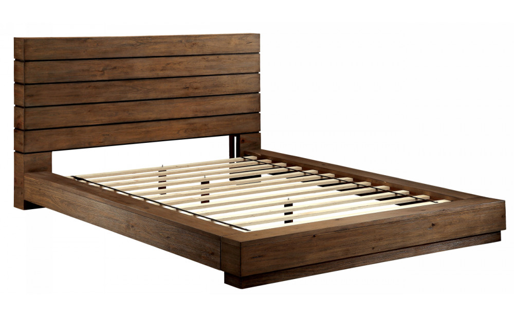 Kassan Rustic Wood Platform Bed