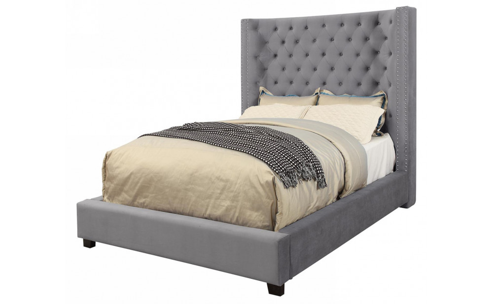 Kerch Wingback Bed in Gray